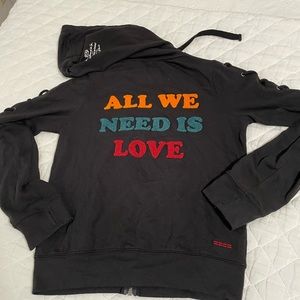 Peace Love World Lace up arm zip up